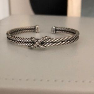 Authentic David Yurman diamond cross cuff.